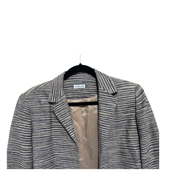 Ann May Women's Woven Silk‎ Blazer Striped Beige  Career Office Casual Lined M - Picture 3 of 9